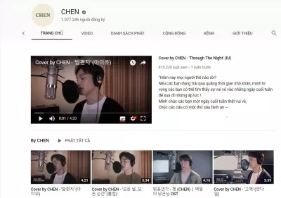Kênh youtube của thành viên EXO Chen