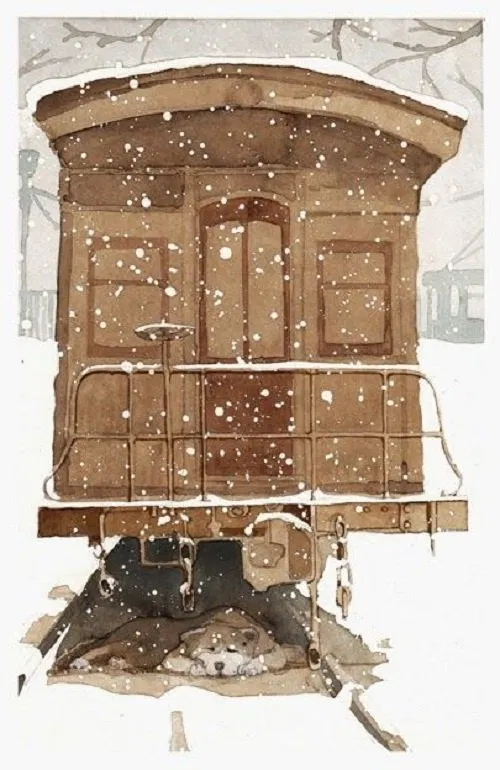 Hachiko vẫn lặng lẽ trú tuyết chờ người chủ quay về (Nguồn ảnh: Internet)