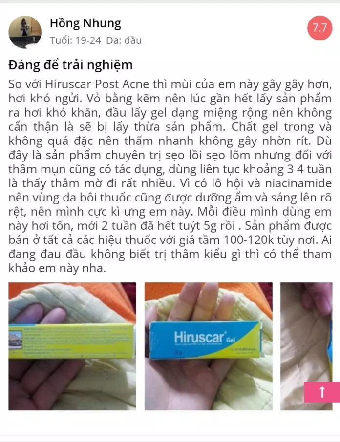 gel trị sẹo Hiruscar có công dụng rất hiệu quả (Nguồn: Internet)