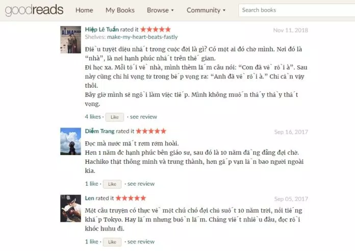 Rất nhiều bạn đọc chấm cho cuốn sách trên Goodreads (Nguồn ảnh: BlogAnChoi)