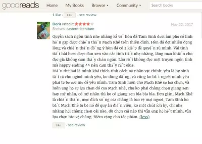 Một độc giả có cái nhìn khá sâu sắc về tình yêu của Tam Sinh dành cho Mạch Khê (Nguồn ảnh: Internet)
