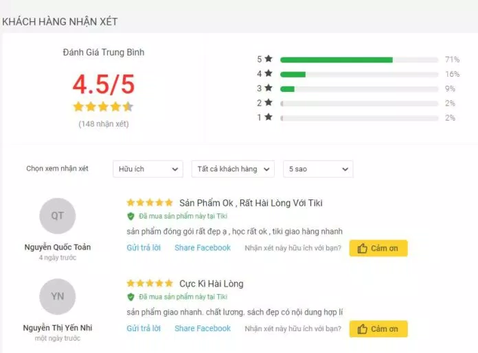 Đánh giá về cuốn sách "Hack" Não 1500 Từ Tiếng Anh trên trang Tiki đánh giá