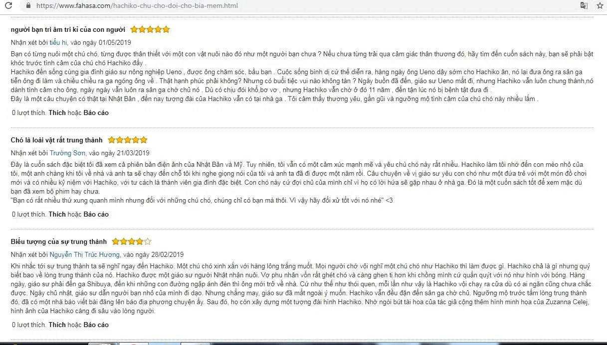 Trên Fahasa, cuốn sách cũng nhận được rất nhiều phản hồi tích cực, review có tâm từ phía độc giả (Nguồn ảnh: BlogAnChoi)