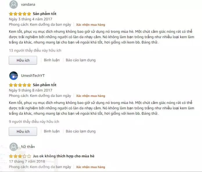 Đánh giá của khách hàng đã sử dụng sản phẩm trên trang Amazon (Nguồn: BlogAnChoi).