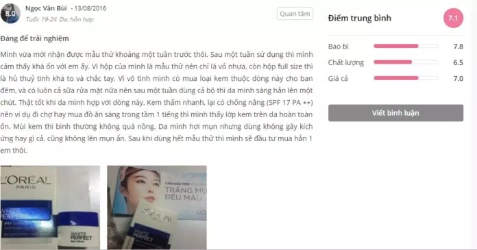 Đánh giá sản phẩm của khách hàng trên trang Sheis (ảnh: BlogAnChoi).