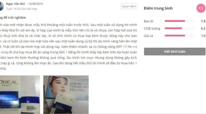 Đánh giá sản phẩm của khách hàng trên trang Sheis (ảnh: BlogAnChoi).