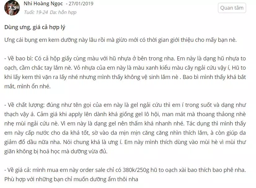 Gel dưỡng ẩm