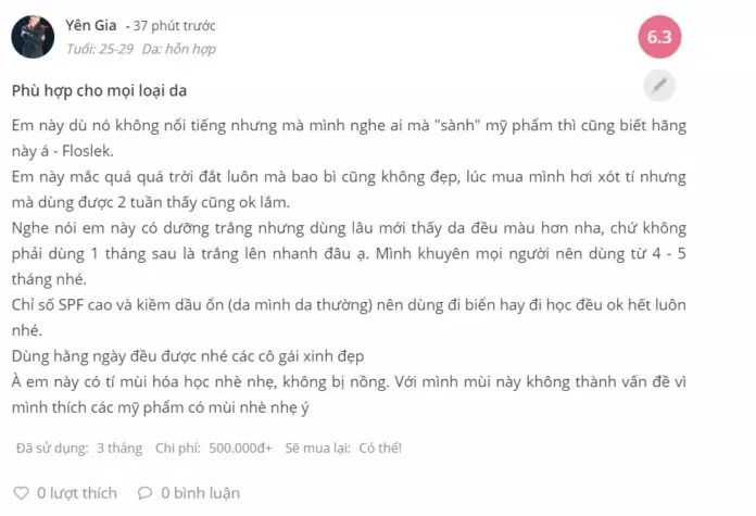 Đánh giá của khách hàng đã từng dùng sản phẩm