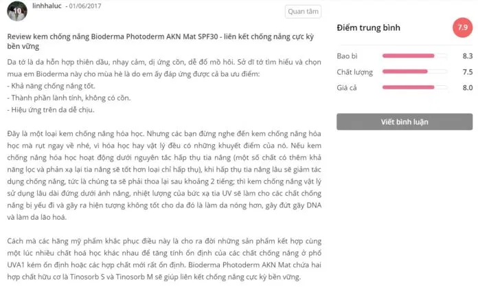 Đánh giá của khách hàng đã từng dùng sản phẩm