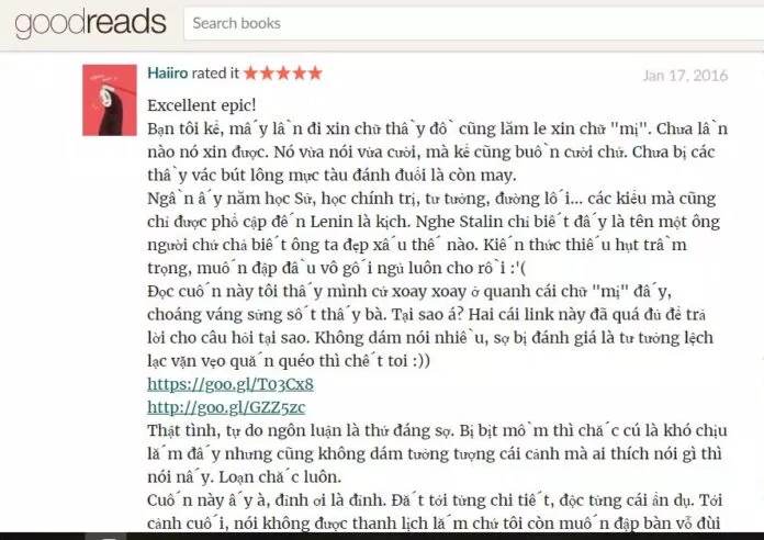 Bình luận của độc giả về tiểu thuyết Chuyện Ở Nông Trại ( Nguồn: Internet)