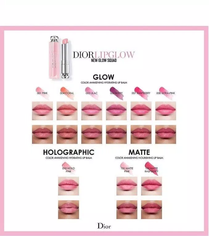 Bảng màu son Dior Lip Glow (Nguồn: Internet)