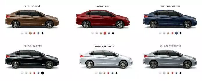 Các màu của xe Honda City 2019