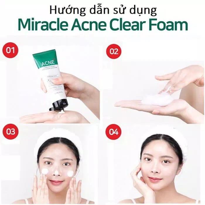 Cách sử dụng sữa rửa mât trị mụn Some By Mi AHA-BHA-PHA 30 Days Miracle Acne Clear Foam