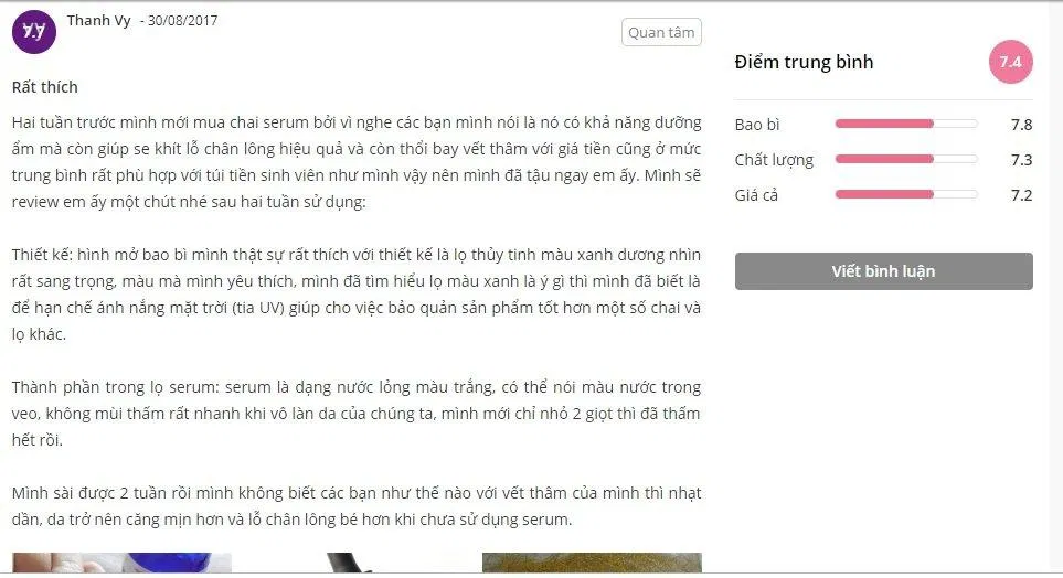 Timeless Hyaluronic Acid Vitamin C Serum được đánh giá khá tốt (Nguồn: Sheis) Timeless Hyaluronic Acid Vitamin C Serum được đánh giá khá tốt (Nguồn: Sheis)