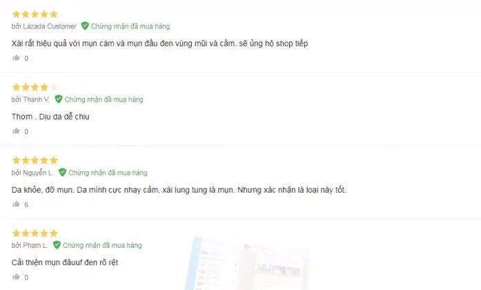 Đánh giá của khách hàng sử dụng sản phẩm trên trang Lazada (nguồn ảnh: BlogAnChoi).