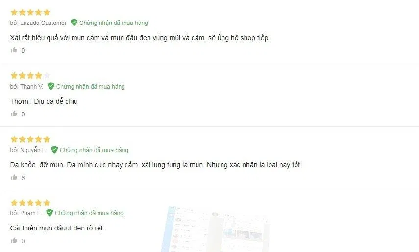 Đánh giá của khách hàng sử dụng sản phẩm trên trang Lazada (nguồn ảnh: BlogAnChoi).