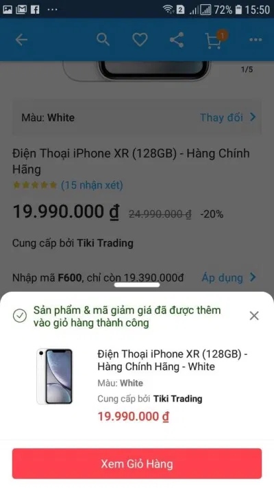Tiến hành đặt mua iPhone trên tiki. (Nguồn: Internet)