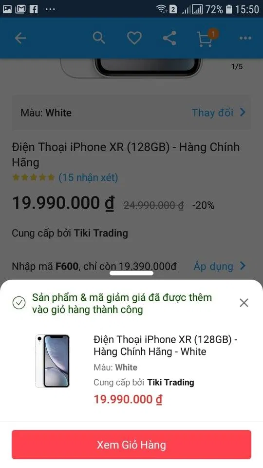 Tiến hành đặt mua iPhone trên tiki. (Nguồn: Internet)