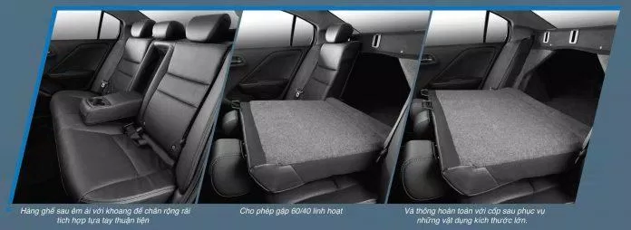 Hàng ghế sau của xe Honda City 2019 có thể gập lại để mở rộng khả năng chở hàng (ảnh : Internet)