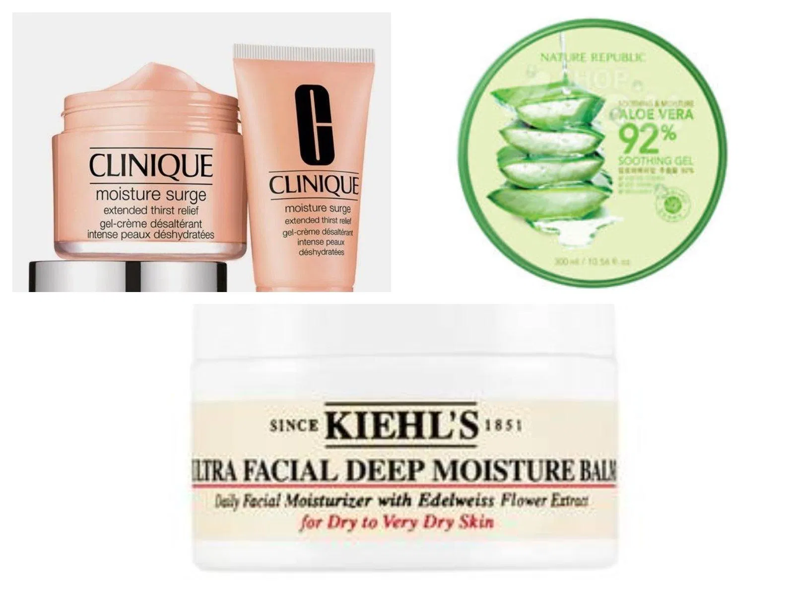 Một số sản phẩm kem dưỡng ẩm cho da khô (Ảnh: Internet)