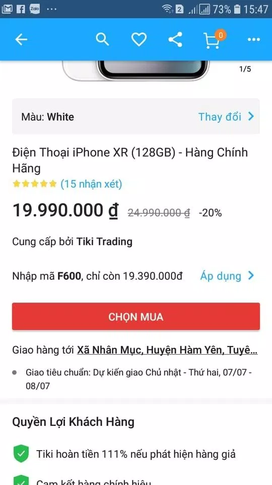 Chọn sản phẩm cần mua trên Tiki. (Nguồn: Internet)