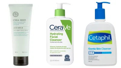 Một số sản phẩm sữa rửa mặt dành cho da khô (Ảnh: Internet)