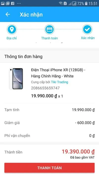 Chọn phương thức thanh toán để kết thúc quy trình mua hàng trên tiki. (Nguồn: Internet)