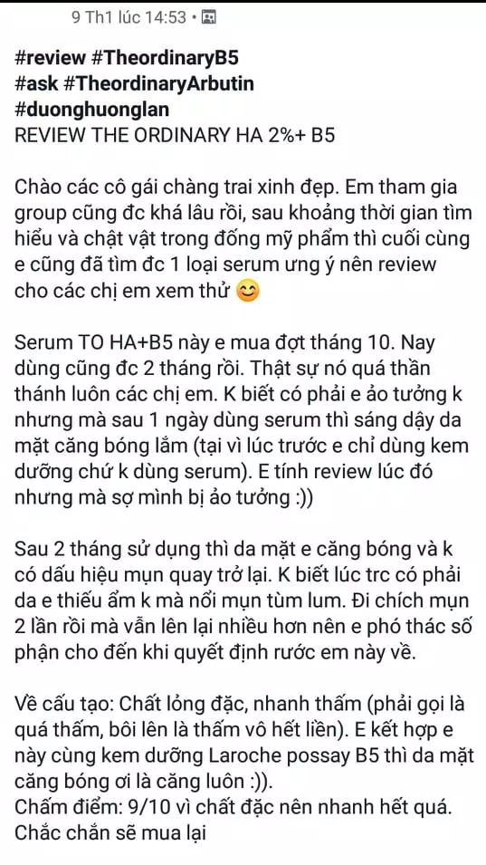 The Ordinary HA và B5 đã nhận được những review rất tốt (Nguồn: BlogAnChoi) The Ordinary HA và B5 đã nhận được những review rất tốt (Nguồn: BlogAnChoi)