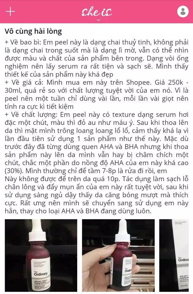 The Ordinary AHA 30% và BHA 2% đã nhận được những review rất tốt (Nguồn: BlogAnChoi) The Ordinary AHA 30% và BHA 2% đã nhận được những review rất tốt (Nguồn: BlogAnChoi)