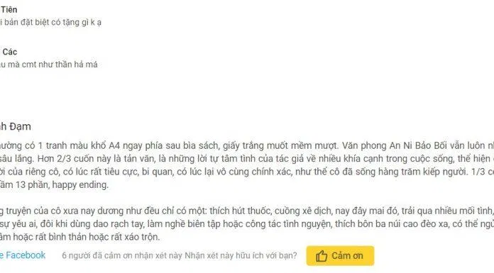 Nhận xét của độc giả trên Tiki