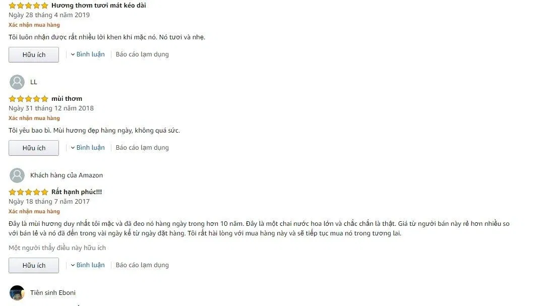 Đánh giá của khách hàng sử dụng sản phẩm trên trang Amazon (nguồn ảnh: BlogAnChoi).