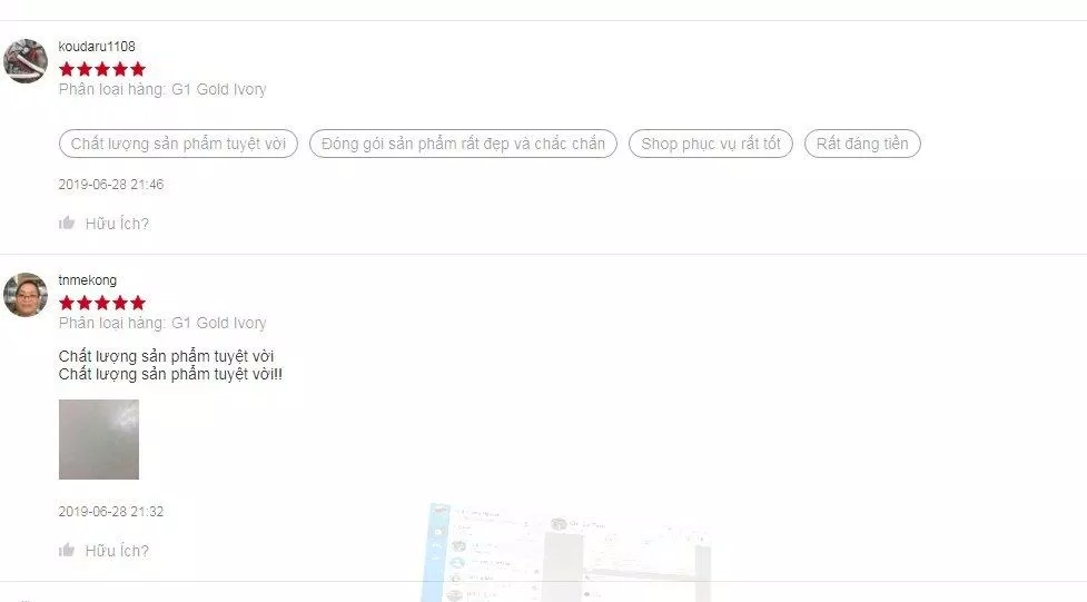 Đánh giá của khách hàng sử dụng sản phẩm trên trang Shopee (nguồn ảnh: BlogAnChoi).