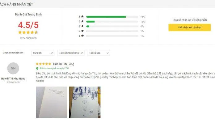 Nhận xét khách quan của bạn đọc trên Tiki. (Ảnh: BlogAnChoi)