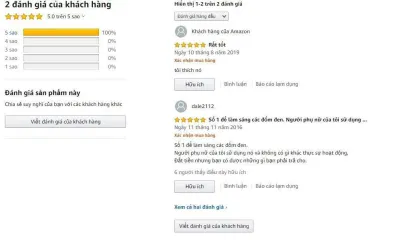 Đánh giá tích cực của khách hàng sử dụng sản phẩm trên trang Amazon (nguồn ảnh: BlogAnChoi).