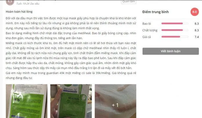 Mặt nạ giấy Mediheal Teatree Care Solution Essential Mask được đánh giá rất tốt (ảnh: BlogAnChoi)