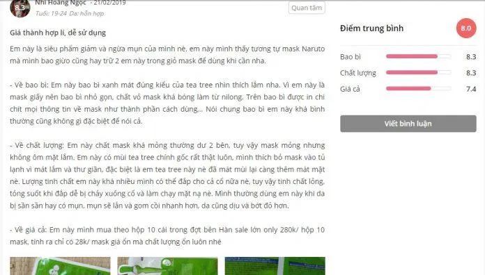 Mặt nạ giấy Mediheal Teatree Care Solution Essential Mask được đánh giá rất tốt (ảnh: BlogAnChoi)