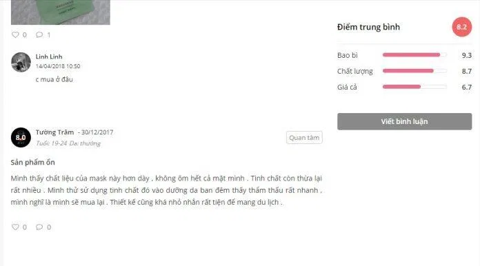 Mặt nạ giấy Sister Diary Emerald Green Tea Conditioning Mask được đánh giá tốt trên trang Sheis (ảnh: Internet)