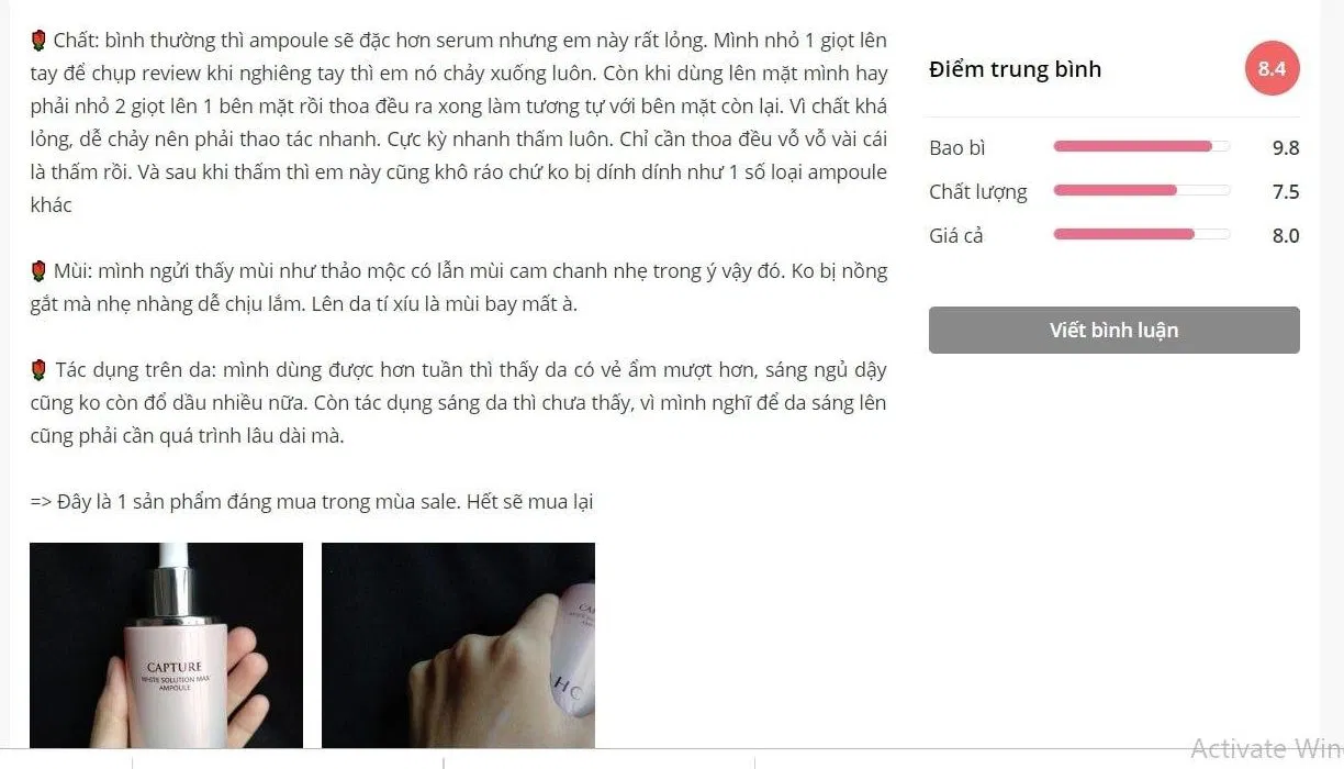 Đánh giá của khách hàng trên Sheis đối với phiên bản White. (nguồn: BlogAnChoi)