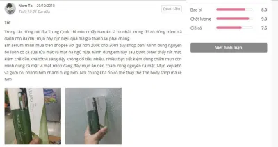 Toner trị mụn Naruko tràm trà Tea Tree Shine Control & Blemish Clear được đánh giá rất cao bởi người sử dụng (Nguồn: Sheis) Toner trị mụn Naruko tràm trà Tea Tree Shine Control & Blemish Clear được đánh giá rất cao bởi người sử dụng (Nguồn: Sheis)