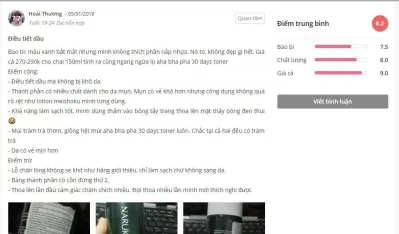 Đánh giá của khách hàng trên trang Sheis (Nguồn: BlogAnChoi) Đánh giá của khách hàng trên trang Sheis (Nguồn: BlogAnChoi)