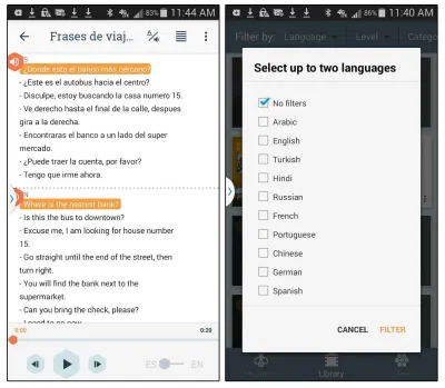 Beelinguapp Giao diện học tiếng Anh thú vị của Beelinguapp. Ảnh: internet
