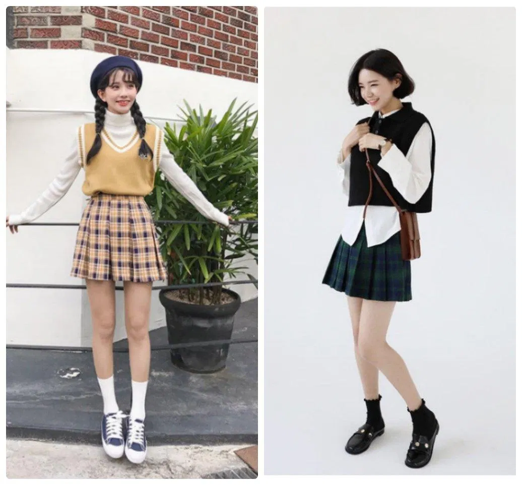 Trông bạn sẽ tinh nghịch và "so cute" hơn với ghi lê vàng nổi bật và cá tính hơn với ghi lê đen khi phối với xếp li và sneaker đi kèm. Trông bạn sẽ tinh nghịch và "so cute" hơn với ghi lê vàng nổi bật và cá tính hơn với ghi lê đen khi phối với xếp li và sneaker đi kèm.( nguồn: internet.)