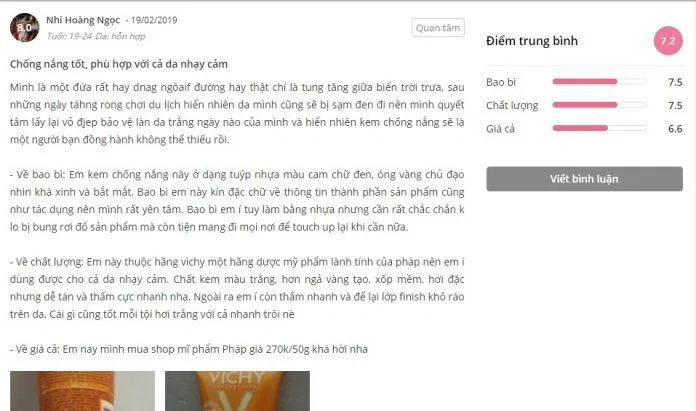 Đánh giá của khách hàng trên trang Sheis (ảnh: BlogAnChoi)