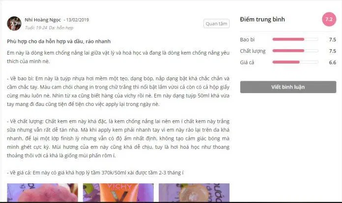 Đánh giá của khách hàng trên trang Sheis (ảnh: BlogAnChoi)