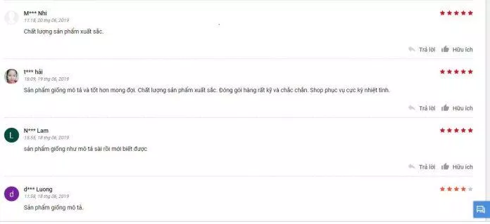 Đánh giá tích cực của khách hàng sử dụng sản phẩm trên trang Sendo (nguồn ảnh: BlogAnChoi).