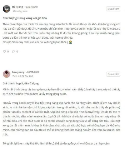 đẹp Đánh giá từ khách hàng trên Sheis. (Nguồn: BlogAnChoi).