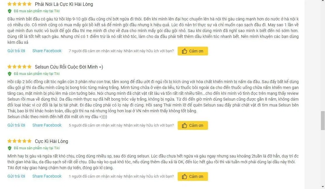 Đánh giá tích cực của khách hàng sử dụng sản phẩm trên trang Tiki (nguồn ảnh: BlogAnChoi).