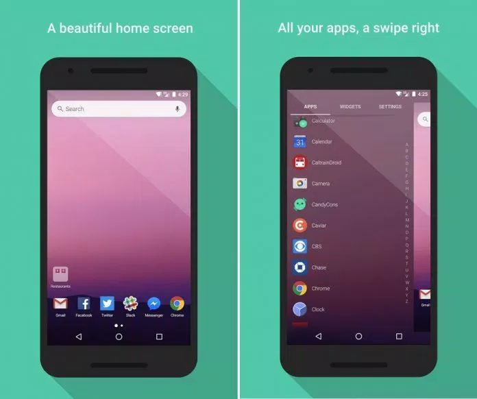 Giao diện cực kì đơn giản và đẹp của Evie launcher. Ảnh: internet