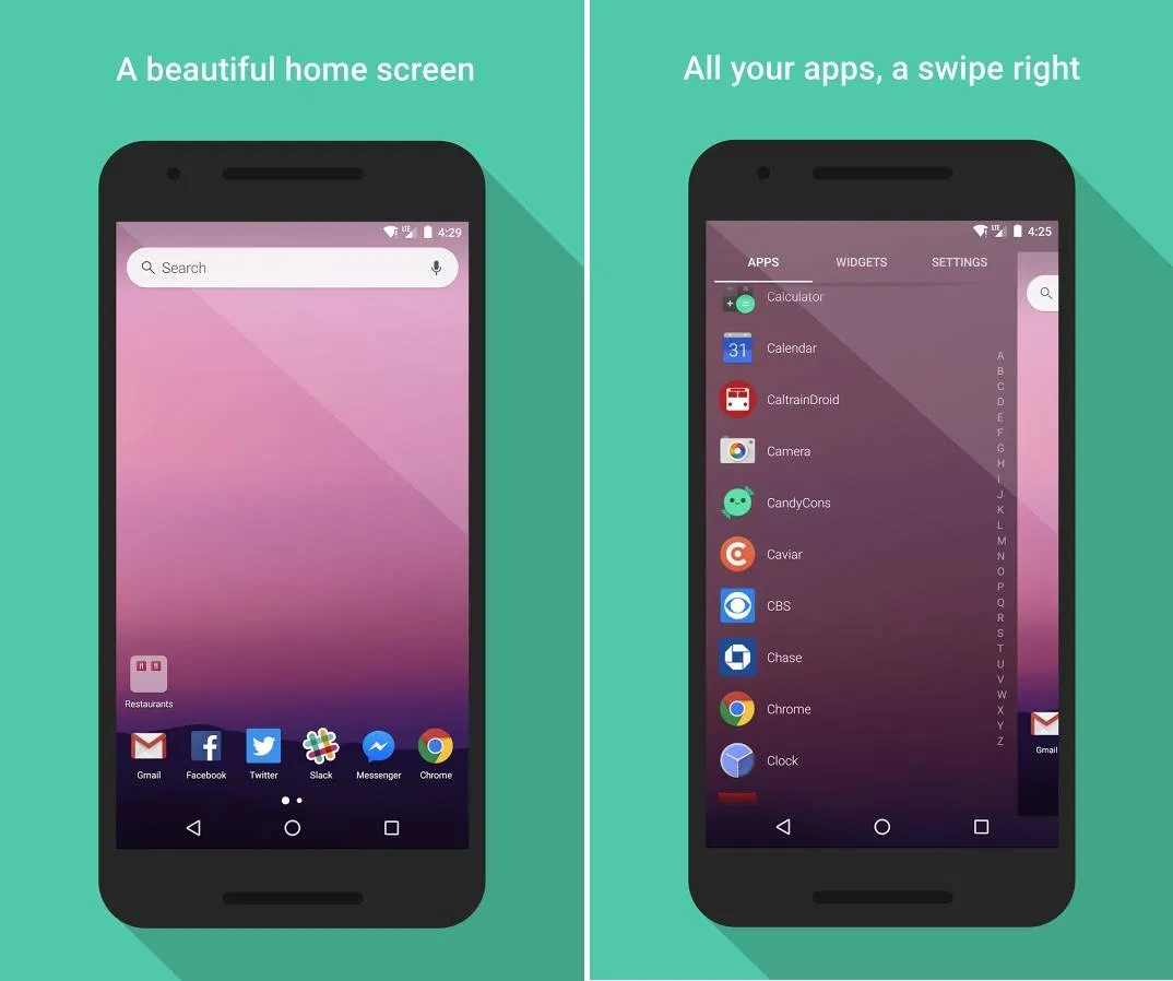 Evie launcher Giao diện cực kì đơn giản và đẹp của Evie launcher. Ảnh: internet
