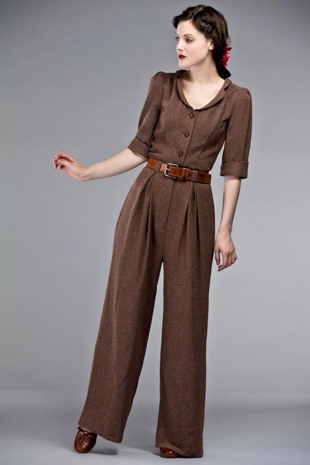 jumpsuit nâu đậm